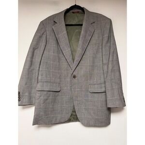 Corbin Mens Grey Glen‎ Plaid Blazer Sport Coat Two Button Olive Green Check 46R